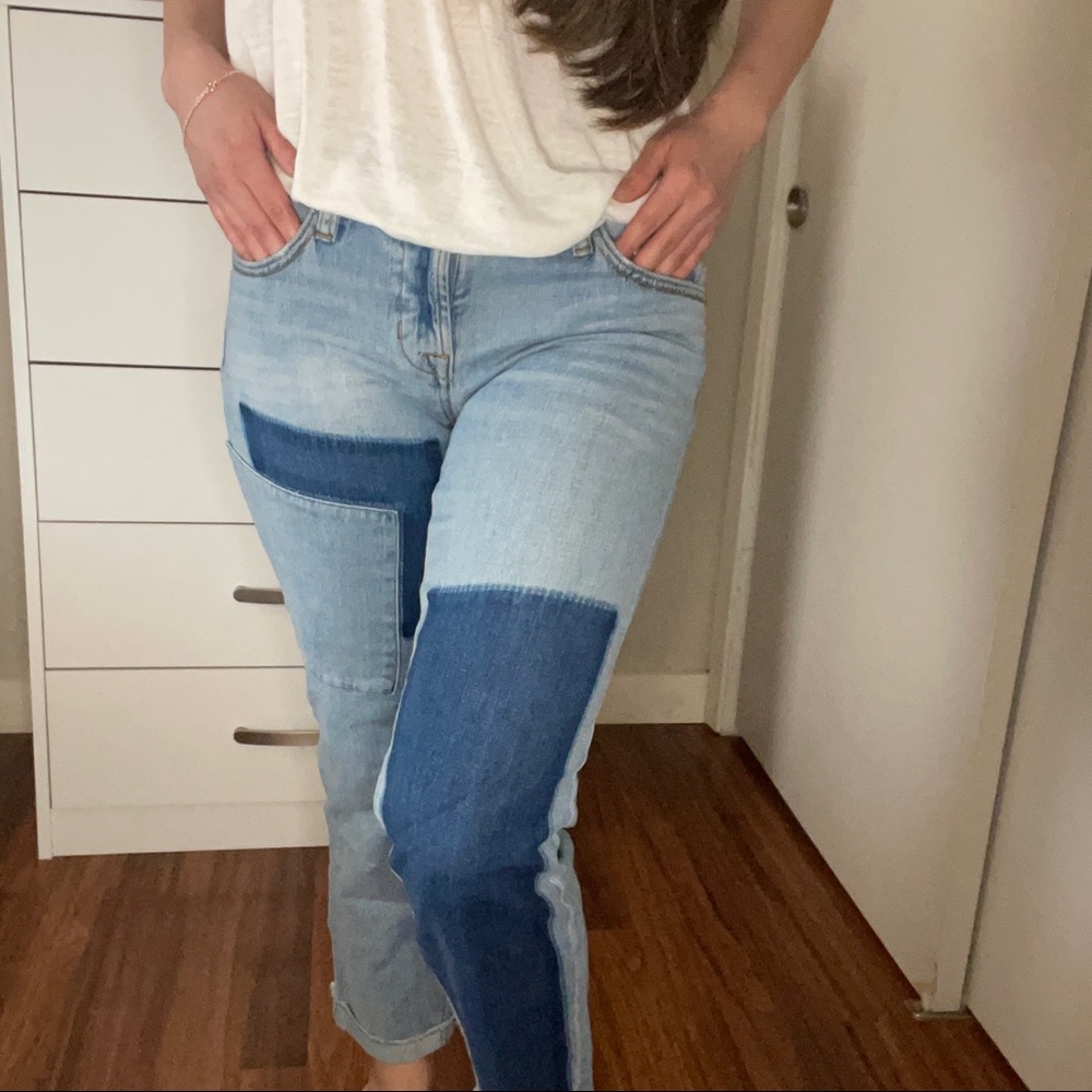 Loft Patchwork Straight Ankle Jeans